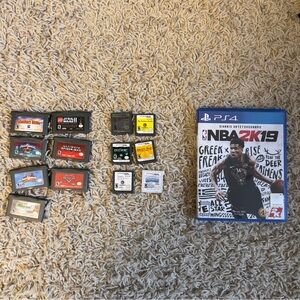 Assortment of Game Boy Games, DS games, NBA 2K19 PS4 game